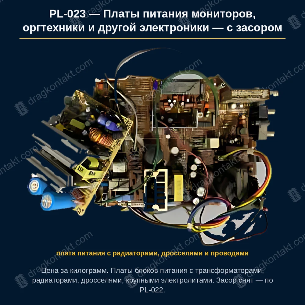 Платы питания мониторов, оргтехники и другой электроники — с засором — фото платы и цена приёма