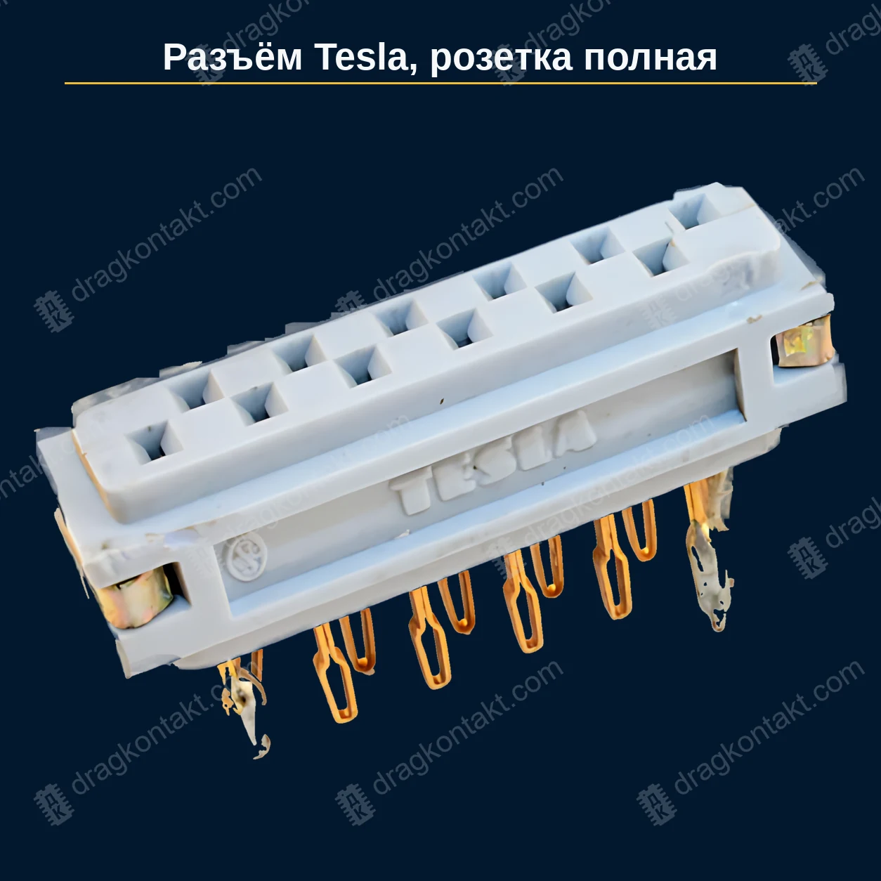 ИР-004 — Tesla розетка, полное исполнение, розетка; контакты внутри и выводы снаружи жёлтые — фото разъёма и цена приёма