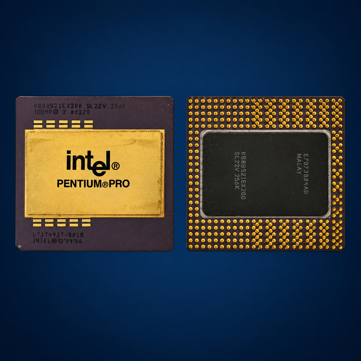Процессоры Intel Pentium Pro (все модели), керамические, с позолоченной крышкой и выводами
