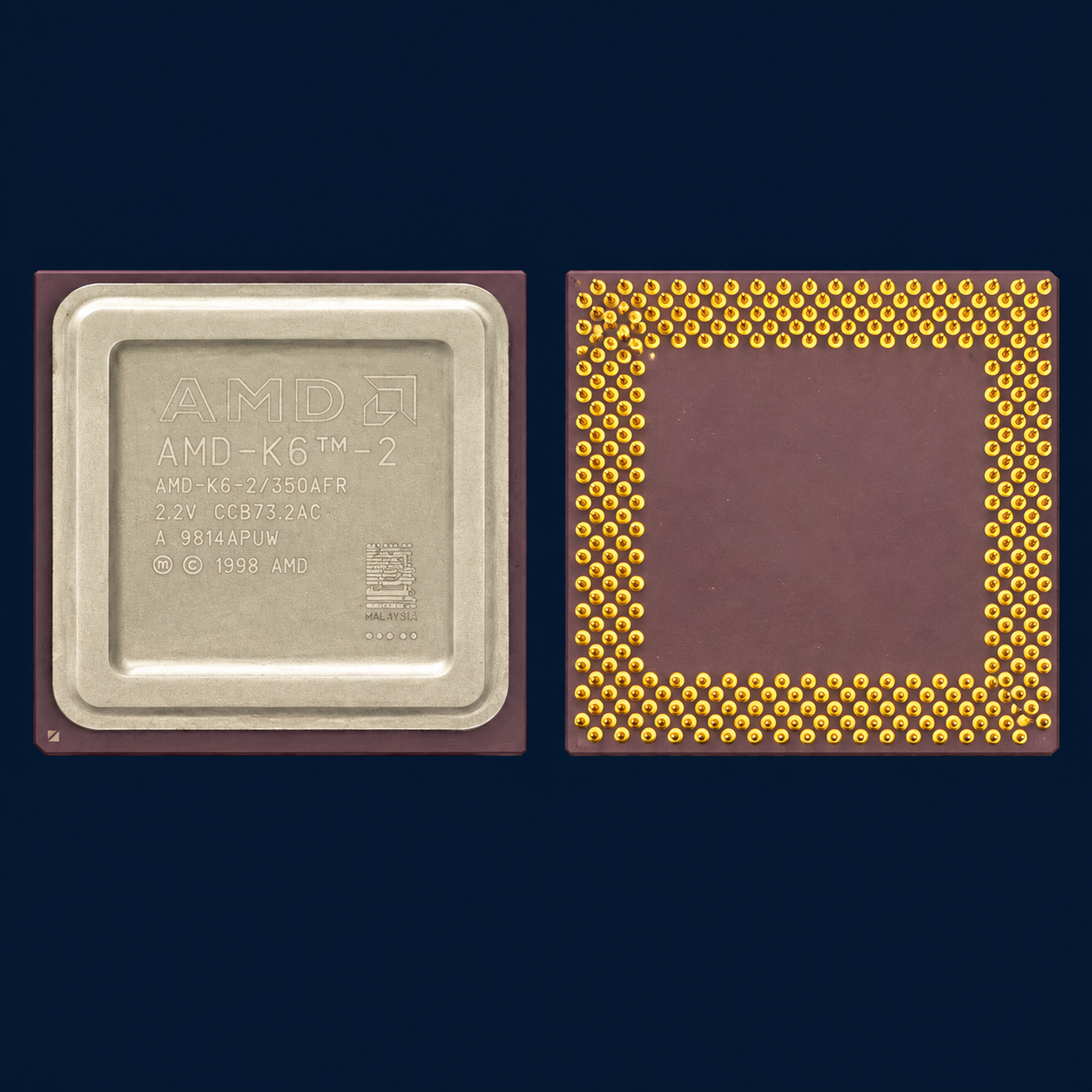 Процессоры AMD K6/K6-2/K6-III и аналогичные, крупные, с алюминиевой крышкой и позолоченными ножками