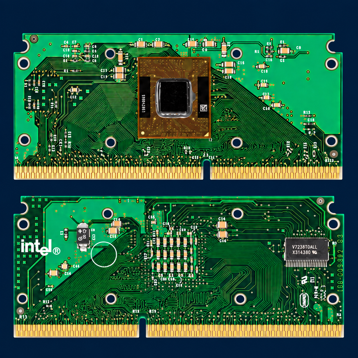 Процессорные карты Intel Slot 1 и AMD Slot A, без элементов охлаждения, с позолоченной ламелью Процессорные карты Intel Slot 1 и AMD Slot A, без элементов охлаждения, с позолоченной ламелью